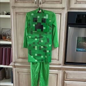 Disguise Green Pixel Block Kids Minecraft creeper Costume
